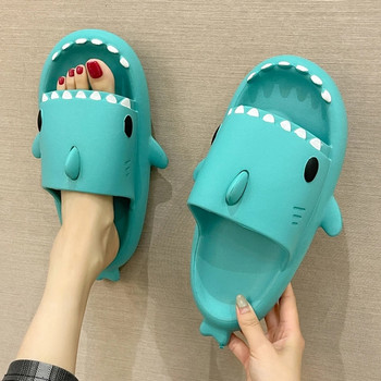 Дамски чехли с дебела платформа, лятна мека подметка EVA, домашни сандали за баня, противоплъзгащи се, момичета, анимационни подметки с форма на акула, плажни пързалки