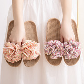 Suihyung sieviešu čības 2022. g. Jaunas mājas apavi meitenēm, lieli ziedi, loki, plakanas sandales sievietēm, vieglas linu čības