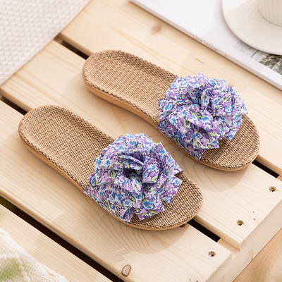 Suihyung sieviešu čības 2022. g. Jaunas mājas apavi meitenēm, lieli ziedi, loki, plakanas sandales sievietēm, vieglas linu čības