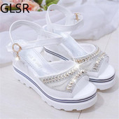 Nova platforma na klinu s ženskim sandalama Kopča s ribljim ustima s platformom s ravnim dnom Vodootporna platforma s debelim dnom Ženske cipele