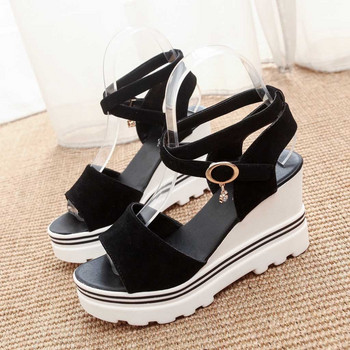 2023 Γυναικείες μασίφ Suede Pumps Πλατφόρμα Wedge Σανδάλια Roman Wedges Casual Σανδάλια Fish Mouth Thick with ψηλοτάκουνα σανδάλια