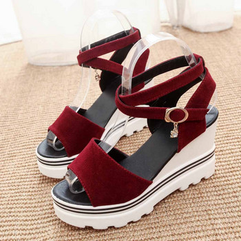 2023 Γυναικείες μασίφ Suede Pumps Πλατφόρμα Wedge Σανδάλια Roman Wedges Casual Σανδάλια Fish Mouth Thick with ψηλοτάκουνα σανδάλια