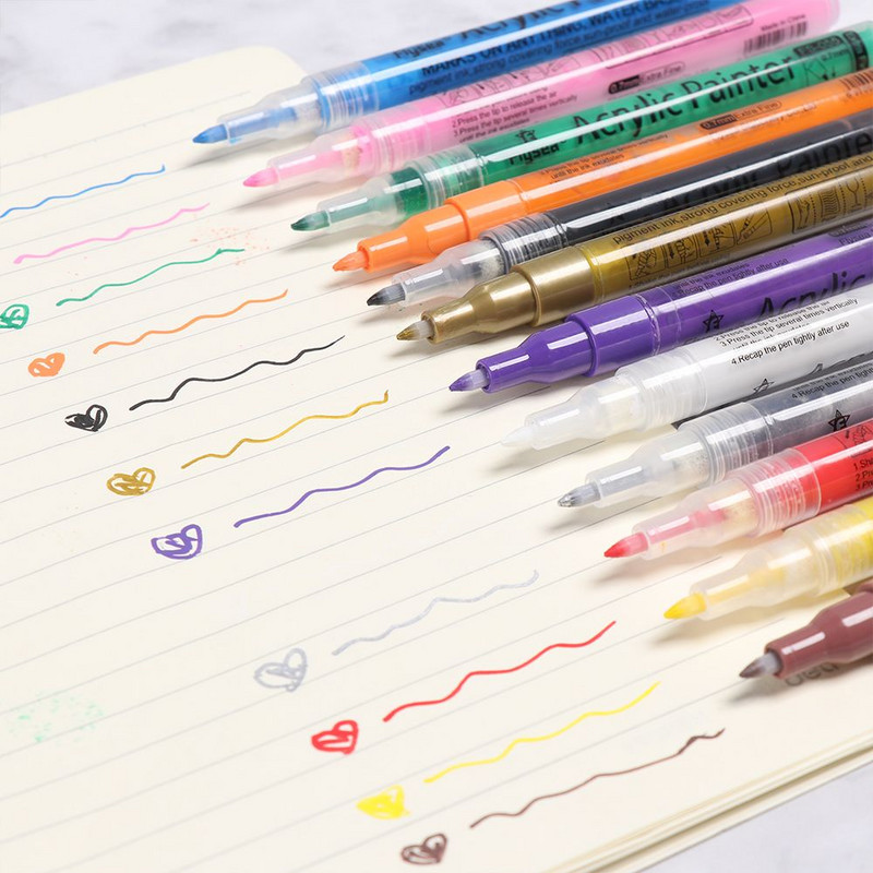 Pastāvīga akrila krāsas marķiera pildspalva keramikas akmens stikla porcelāna glāzei koka auduma audekla krāsošanai biroja skolas piederumi