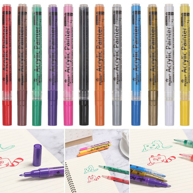 Pastāvīga akrila krāsas marķiera pildspalva keramikas akmens stikla porcelāna glāzei koka auduma audekla krāsošanai biroja skolas piederumi