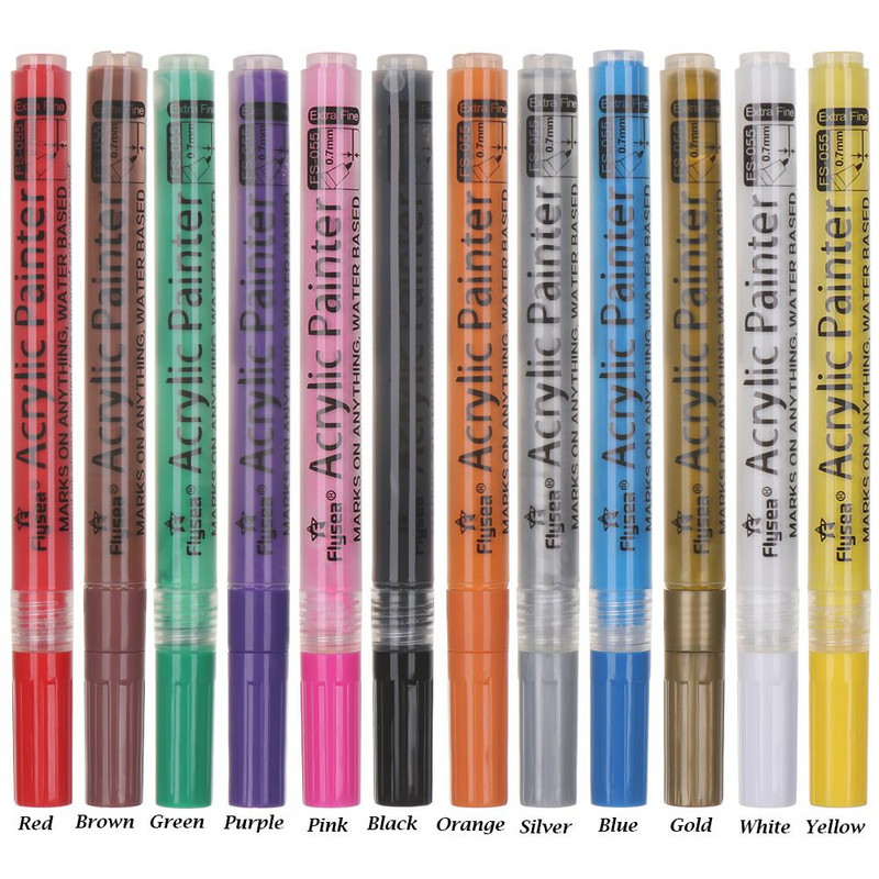 Pastāvīga akrila krāsas marķiera pildspalva keramikas akmens stikla porcelāna glāzei koka auduma audekla krāsošanai biroja skolas piederumi