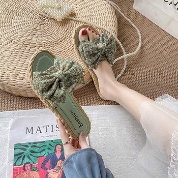 Чехли Дамски летни флорални вътрешни меки долнища Дамски обувки за жени Джапанки с панделка с пискюли Дамски плажни плоски феерични готини сандали