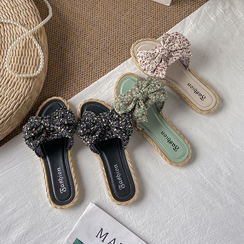 Papuče Ženske ljetne cvjetne indoor meke donjice Ženske cipele za žene Japanke s mašnom s resicama Ženske ravne sandale za plažu Fairy Cool