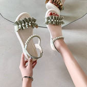 2023. Biserne ženske papuče Modne udobne ženske cipele za plažu Dekoracija Ležerni ravni dizajn Ženske ljetne sandale