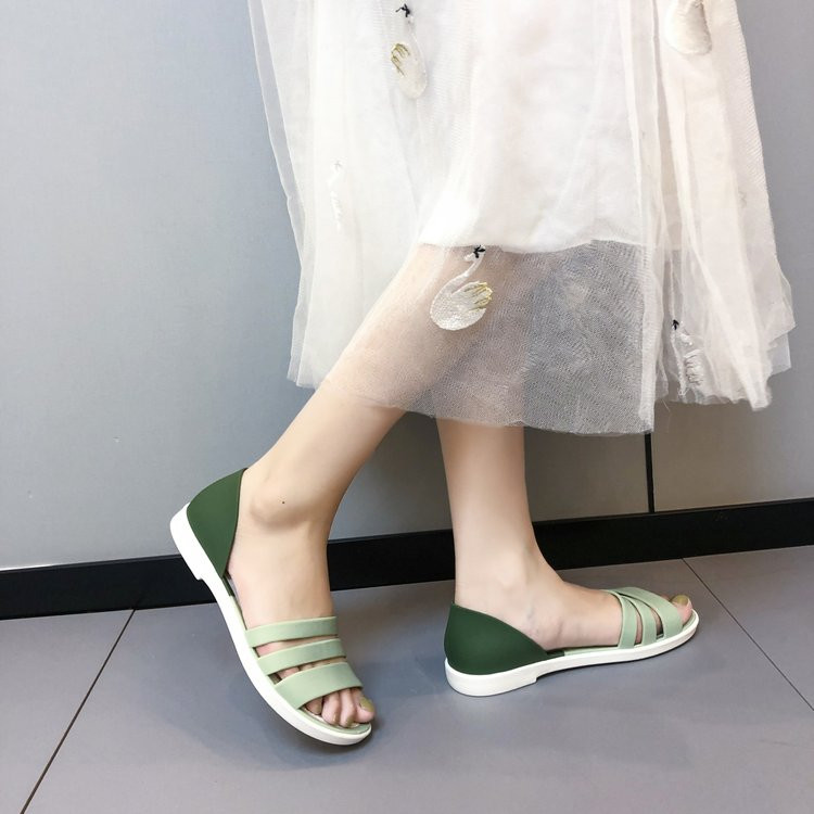 Sandales Želejas krāsas Pieskaņas Sandales Sieviešu Vasaras Neslīdoši Apavi ar mīkstu apakšu Pludmale Vispārpiemērots Sieviešu apavi liela izmēra 35-41