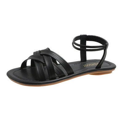 Sandale Clasice cu curele la gleznă Sandale de vară Plate pentru femei cu talpă moale Sandale plate la modă Încălțăminte casual confortabilă de vară 2023