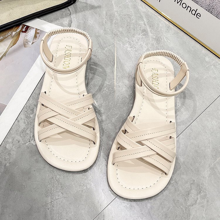 Sandale Clasice cu curele la gleznă Sandale de vară Plate pentru femei cu talpă moale Sandale plate la modă Încălțăminte casual confortabilă de vară 2023