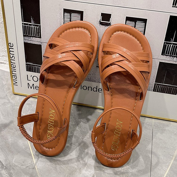 Sandale Clasice cu curele la gleznă Sandale de vară Plate pentru femei cu talpă moale Sandale plate la modă Încălțăminte casual confortabilă de vară 2023