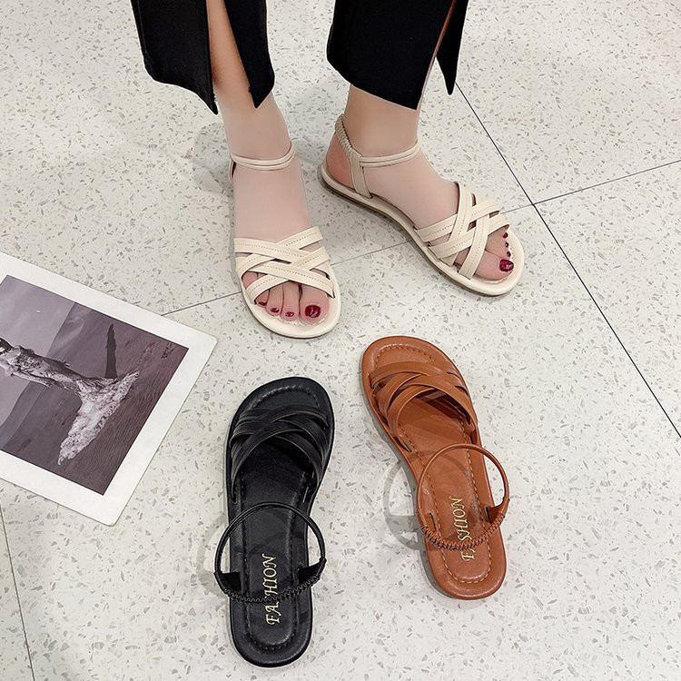 Sandale Clasice cu curele la gleznă Sandale de vară Plate pentru femei cu talpă moale Sandale plate la modă Încălțăminte casual confortabilă de vară 2023