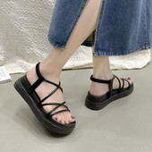 Σανδάλια Γυναικεία καλοκαιρινά τετράγωνα δάχτυλα ποδιών ελαστική πλατφόρμα Wedge Heels Γυναικεία παπούτσια Casual Fashion Άνετα γυναικεία σανδάλια