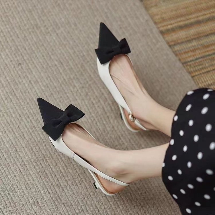 Mješovite boje Koncizne sandale Špice s leptir-čvorovima Luksuzne marke Dizajnerske ženske cipele Remen na leđima Sandale na tanku petu