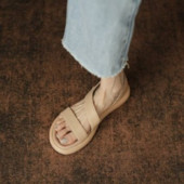 Νέες δερμάτινες γυναικείες επίπεδες πλατφόρμες Σανδάλια Μόδα Συνοπτική καλοκαιρινή φοιτητική καθημερινότητα Άνετα παπούτσια με πόρπη Γυναικεία σανδάλια παπούτσια