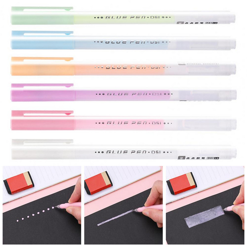 6 vnt Naudingi vaikams rašiklio formos skystų klijų dozavimo įranga 1,0 antgalio antgalio skystų klijų lazdelė, patogi rankena mokyklai