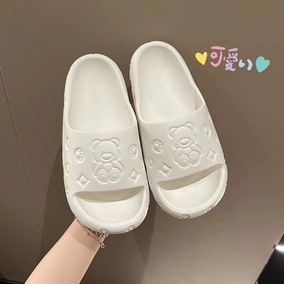 Papuče Ženske papuče sa slatkim medvjedom iz crtića Modne kućne neklizajuće sandale s platformom Otporne na habanje Papuče s jednom riječi koja apsorbiraju udarce