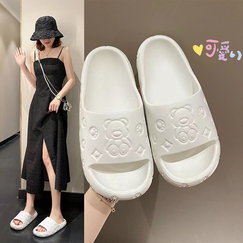 Papuče Ženske papuče sa slatkim medvjedom iz crtića Modne kućne neklizajuće sandale s platformom Otporne na habanje Papuče s jednom riječi koja apsorbiraju udarce