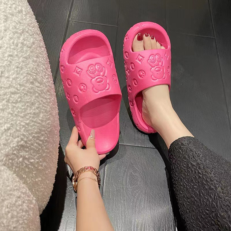 Papuče Ženske papuče sa slatkim medvjedom iz crtića Modne kućne neklizajuće sandale s platformom Otporne na habanje Papuče s jednom riječi koja apsorbiraju udarce