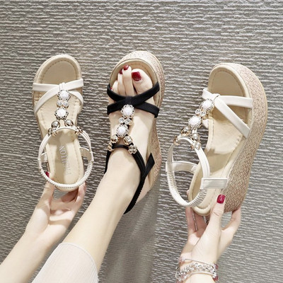 2022 Summer New Wedge Sandals Γυναικεία Κορεάτικη έκδοση του The Wild Bohemian Platform ψηλοτάκουνα Fairy Roman Shoes