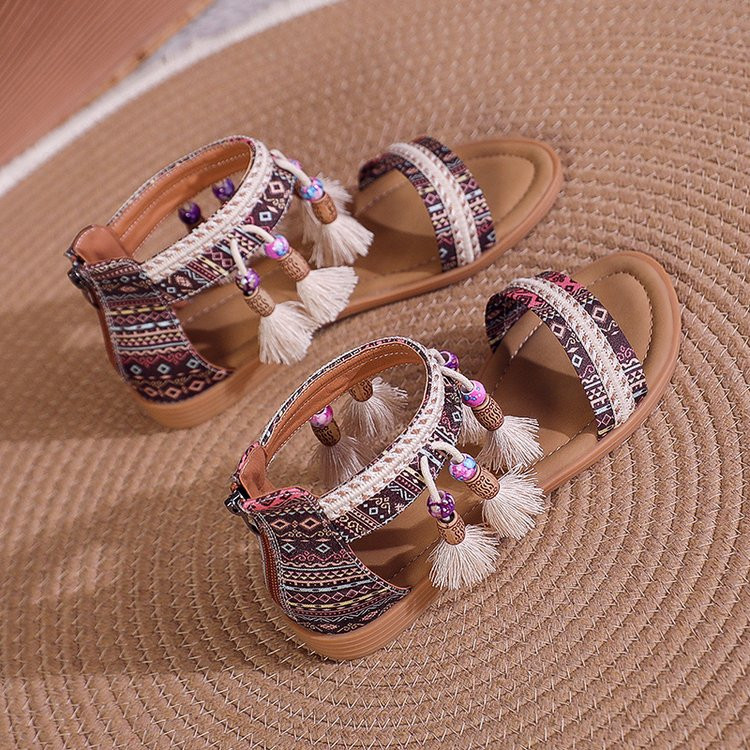 Moteriški vasariniai moteriški basutės bohemiško etninio stiliaus plokščiapadžiai batai Moteriški sandalai paplūdimio madingi patogūs sandalai 2023 m.