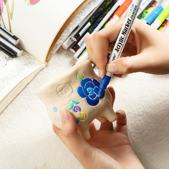 0,7 мм писалка с акрилна боя с подробна маркировка с цветна боя за керамична скала, стъкло, порцеланова чаша, дървен плат, платнен маркер