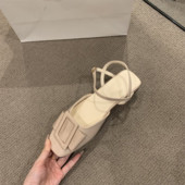 Nove slatke, elegantne ženske cipele Sandale ukrašene mašnom, remen za gležnjeve, kopča, ženske cipele na nisku petu, ženske elegantne sandale 2023.