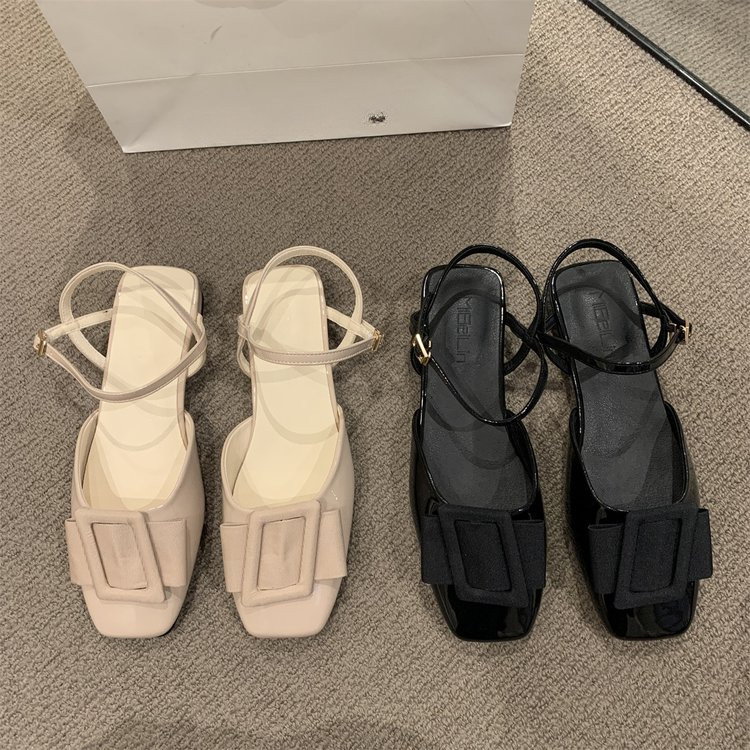 Nove slatke, elegantne ženske cipele Sandale ukrašene mašnom, remen za gležnjeve, kopča, ženske cipele na nisku petu, ženske elegantne sandale 2023.