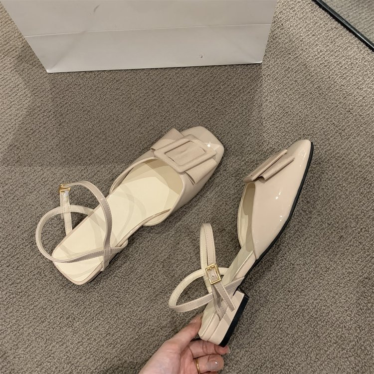 Nove slatke, elegantne ženske cipele Sandale ukrašene mašnom, remen za gležnjeve, kopča, ženske cipele na nisku petu, ženske elegantne sandale 2023.