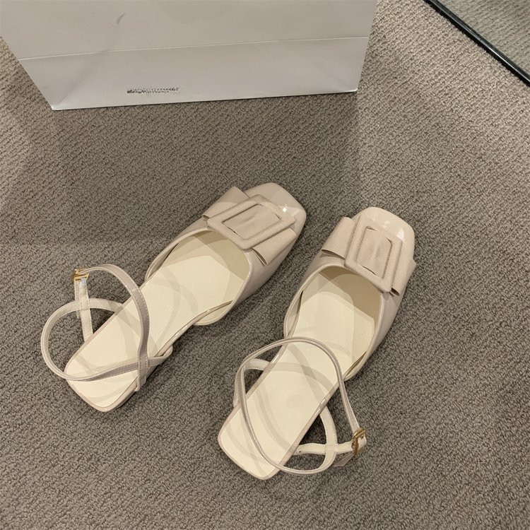 Nove slatke, elegantne ženske cipele Sandale ukrašene mašnom, remen za gležnjeve, kopča, ženske cipele na nisku petu, ženske elegantne sandale 2023.