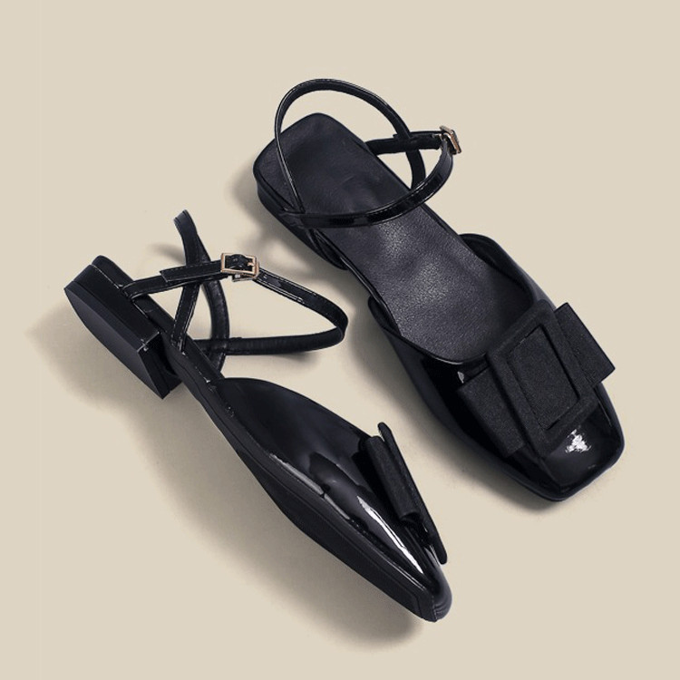 Nove slatke, elegantne ženske cipele Sandale ukrašene mašnom, remen za gležnjeve, kopča, ženske cipele na nisku petu, ženske elegantne sandale 2023.