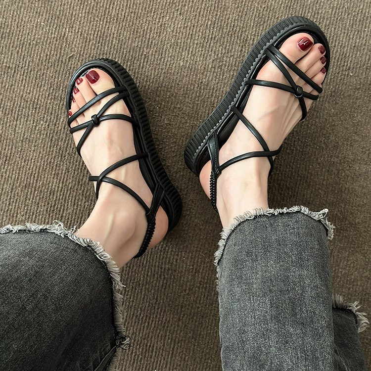 Ravne sandale Ženske cipele Otvoreni prsti Neklizajuće meke sandale Ženske ležerne rimske sandale Ženske cipele s platformom za plažu Ženske cipele