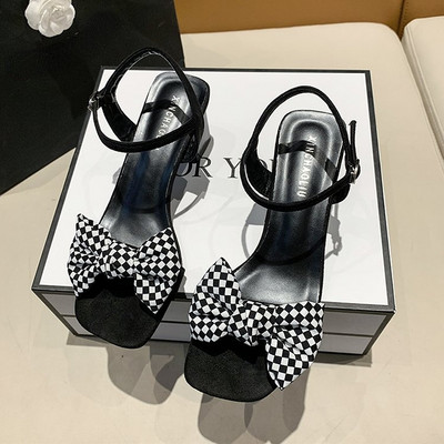 Sandale Ženske cipele Ljeto 2023. Nova moda Debela peta Mašna Antilop Antilop Četvrtasti prsti Modne univerzalne ženske cipele na visoku petu 35-*42