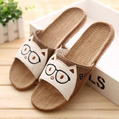 Nove ljetne muške lanene japanke Sandale sa životinjskim uzorkom Ravne neklizajuće lanene tobogane Kućne papuče Muške ležerne lanene cipele za plažu 2020.