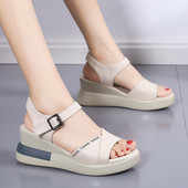 Naiste sandaalid platvormkingad Lamedad kiilud avatud varbaga Suvised kõrged kontsad Naiste kalasuu mood vabaaja naiste rannasandaalid