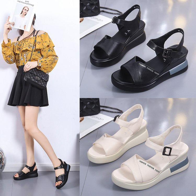 Naiste sandaalid platvormkingad Lamedad kiilud avatud varbaga Suvised kõrged kontsad Naiste kalasuu mood vabaaja naiste rannasandaalid