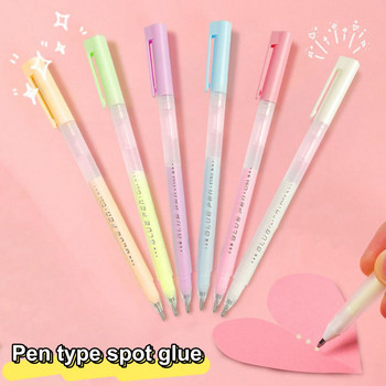 Στυλό διανομής 6 τεμ. Ανθεκτικό φορητό πολύχρωμο στυλό κόλλας με μύτη Scrapbooking Tool 1.0 Nib Tip Adhesive Glue Pen