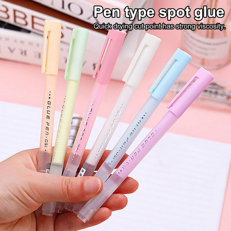 6 gab dozēšanas pildspalva Izturīga pārnēsājama krāsaina punktveida līmes pildspalva Scrapbooking rīks 1.0 uzgaļa uzgalis līmes pildspalva
