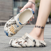 SOLIBEN Ikdienas Vīriešu Vasaras Kurpes Sandales Čības Vīriešu Graden Apavi Tupeles Sandales Āra Modes Apdruka Pludmales čības Flip-flop