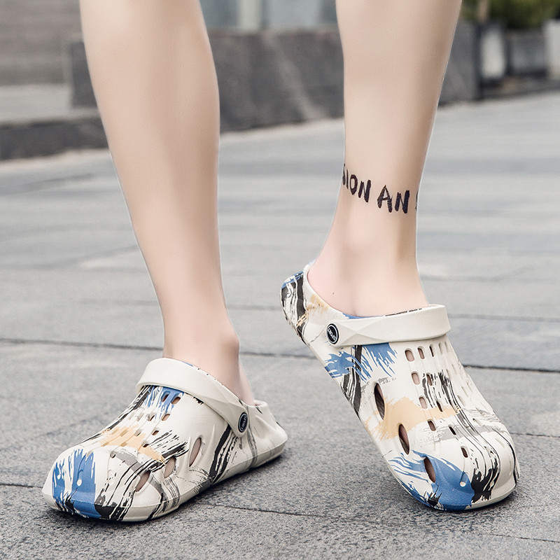 SOLIBEN Ikdienas Vīriešu Vasaras Kurpes Sandales Čības Vīriešu Graden Apavi Tupeles Sandales Āra Modes Apdruka Pludmales čības Flip-flop