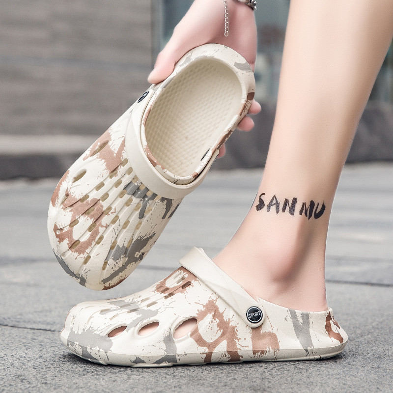 SOLIBEN Ikdienas Vīriešu Vasaras Kurpes Sandales Čības Vīriešu Graden Apavi Tupeles Sandales Āra Modes Apdruka Pludmales čības Flip-flop