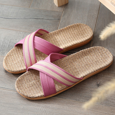 Vasaros moteriškos šlepetės Neslystantis linas Namai Vidiniai atviri plokščiapadžiai Batai Moteriški Paplūdimio Šlepetės Sandalai Chancletas Verano Mujer