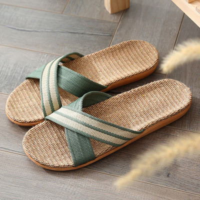 Vasaros moteriškos šlepetės Neslystantis linas Namai Vidiniai atviri plokščiapadžiai Batai Moteriški Paplūdimio Šlepetės Sandalai Chancletas Verano Mujer