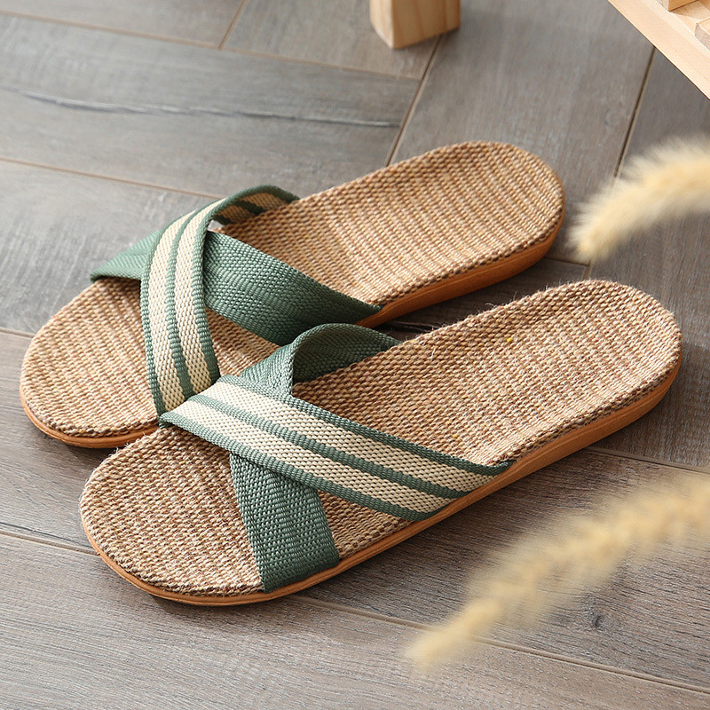 Vasaros moteriškos šlepetės Neslystantis linas Namai Vidiniai atviri plokščiapadžiai Batai Moteriški Paplūdimio Šlepetės Sandalai Chancletas Verano Mujer