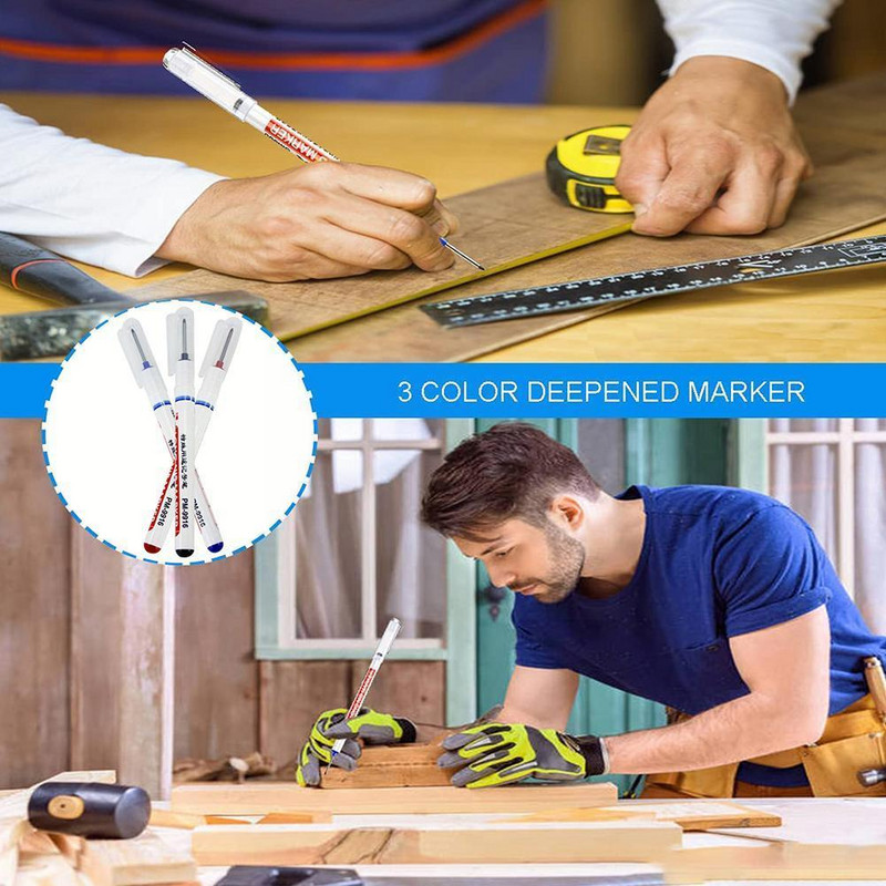 Daudzfunkcionālie marķieri ar garu galvu Vanna Kokapstrāde Dziļas zīmes Metāla pildspalvas Marķieris Caurumi Preces Stikls O0J3