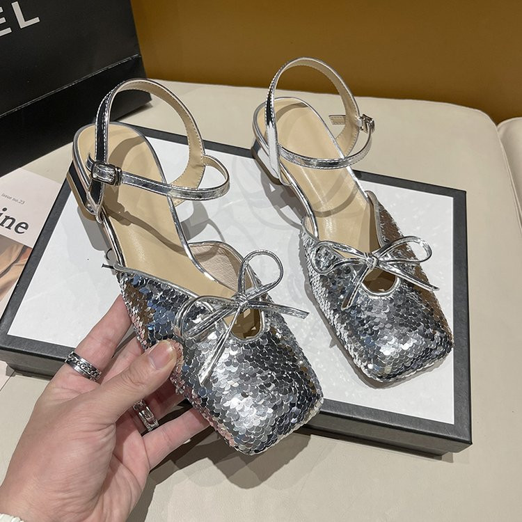 Ženske sandale Modni vezovi za gležnjeve Nova moda Četvrtaste pete Elegantne visoke potpetice Luksuzne mule Ženske cipele za zabavu Ženske cipele