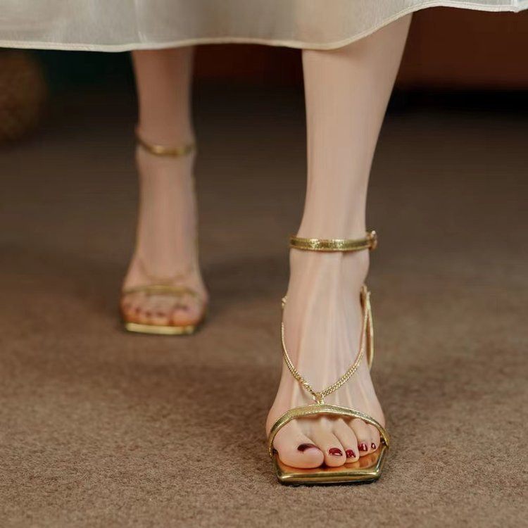 Mood Gladiator hõbedased kõrged kontsad pahkluu paeltega rihmadega sandaalid naiste seksikad tikk-kontsad peokingad naiste sandaalid