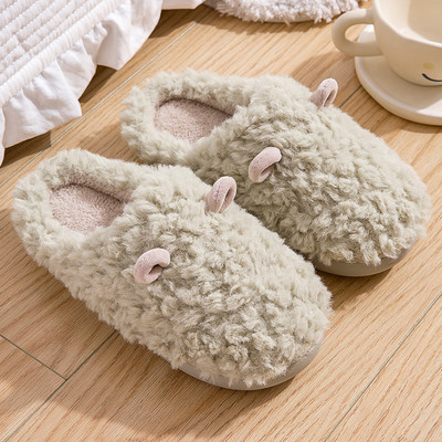 Háztartási bolyhos cipők női téli meleg bolyhos papucsok aranyos otthoni beltéri csúszásmentes pamut papucsok maci plüss csúszdák