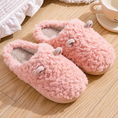 Háztartási bolyhos cipők női téli meleg bolyhos papucsok aranyos otthoni beltéri csúszásmentes pamut papucsok maci plüss csúszdák